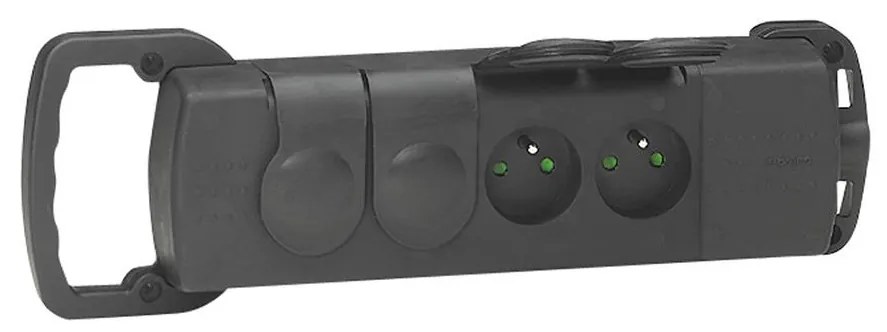 Priză cauciucată fără cablu 250V/16A 4X2P+T IP44 neagră Legrand 50533