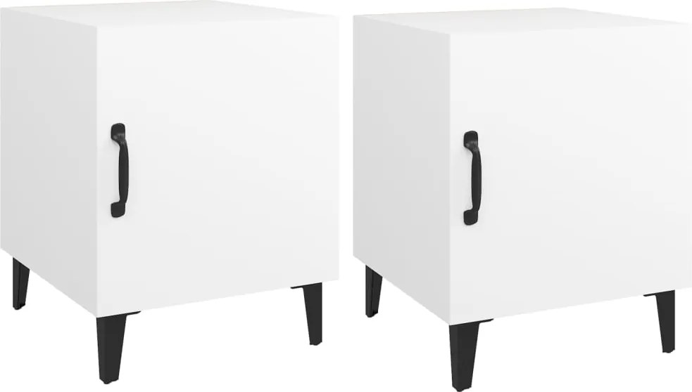 vidaXL Noptiere, 2 buc., alb, lemn prelucrat