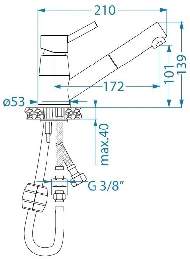Baterie de chiuvetă cu cap de duș detașabil ALVEUS 1150888 NANO 13,9 cm crom