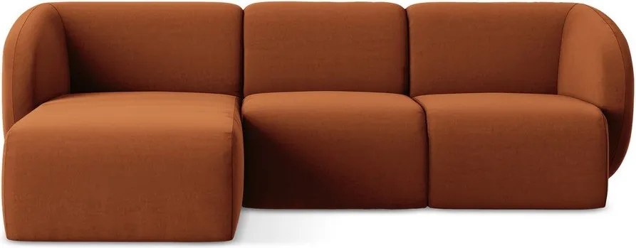 Colțar teracotă cu tapițerie din catifea (cu colț pe partea stângă/cu șezlong) Lani – Makamii