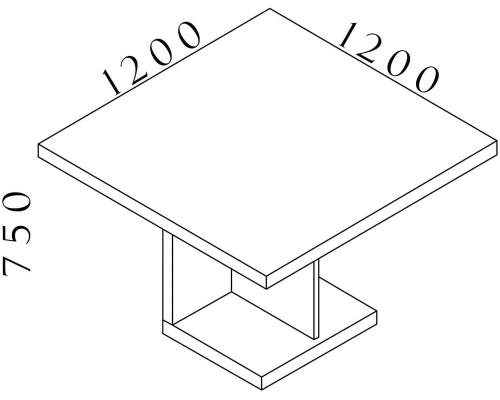 Masa de intalnire Lineart 120 x 120 cm, ulm deschis / antracit