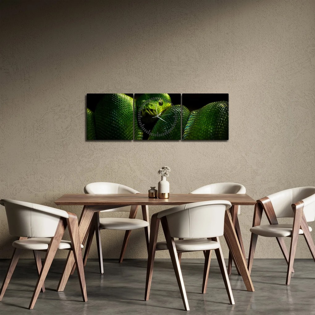 Tablou - Șarpele verde (cu ceas) (90x30 cm)