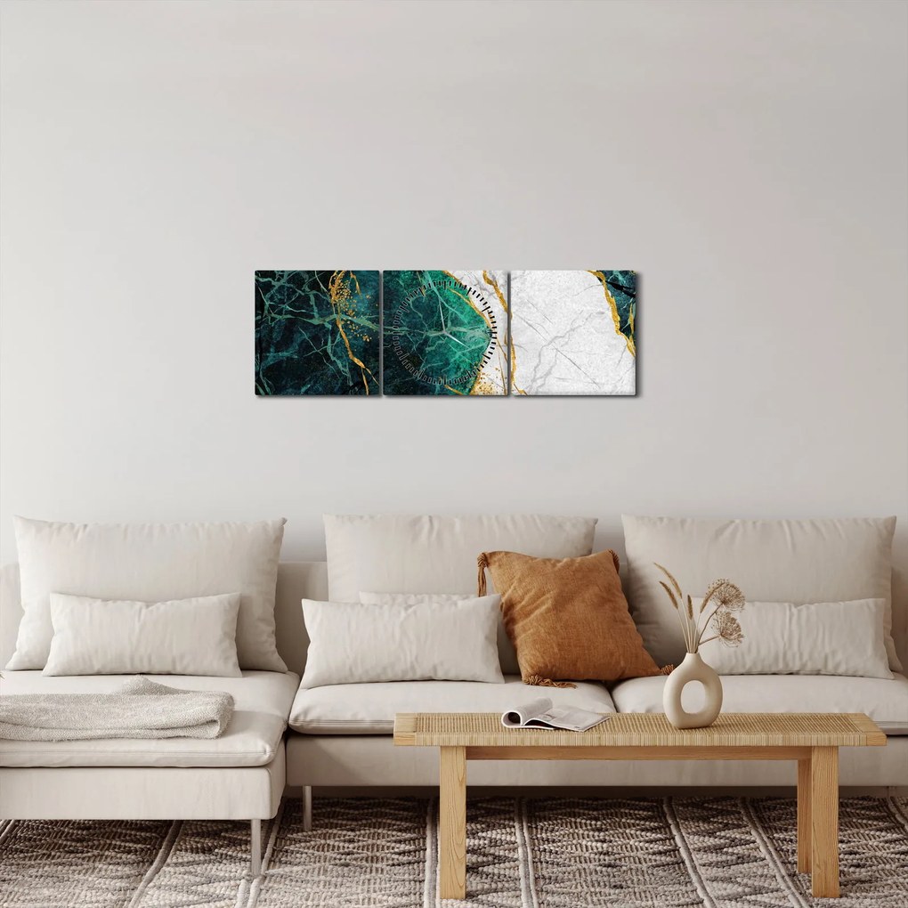 Tablou - Marmură turcoaz (cu ceas) (90x30 cm)