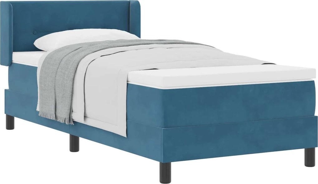 vidaXL Pat cu arcuri cu saltea Albastru închis 200 x 90 cm Catifea