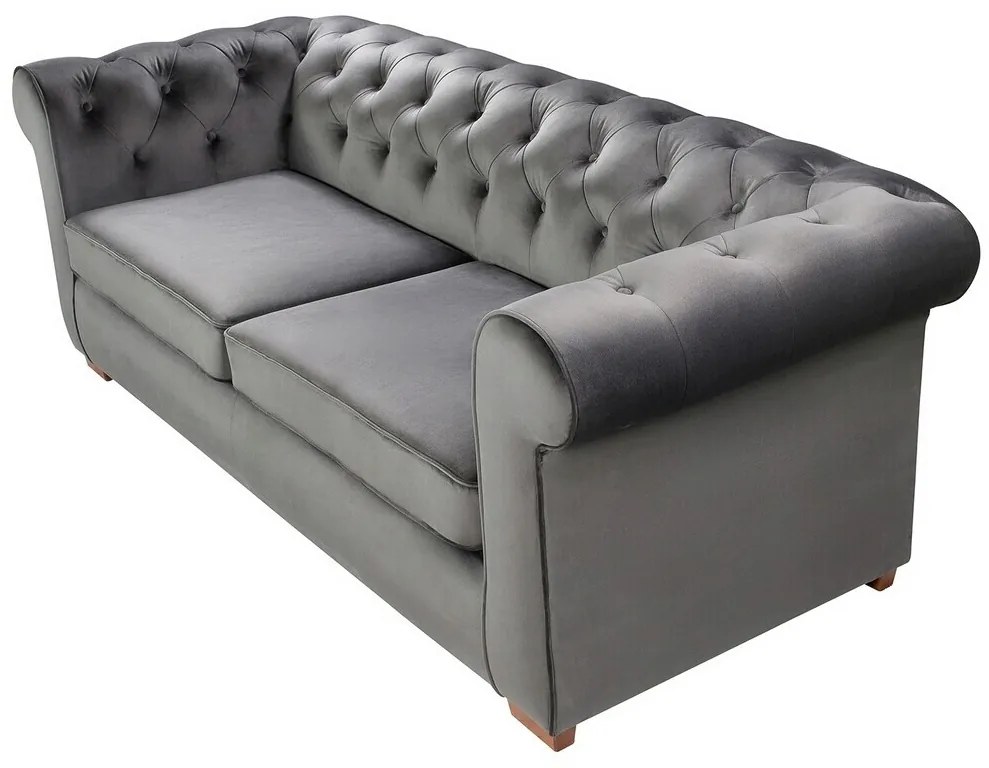 Canapea extensibila Oxford Chesterfield, 88x216x75 cm, 3 locuri, Antracit