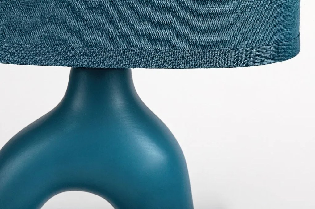 Lampa de masa ceramica si abajur albastru Sylira