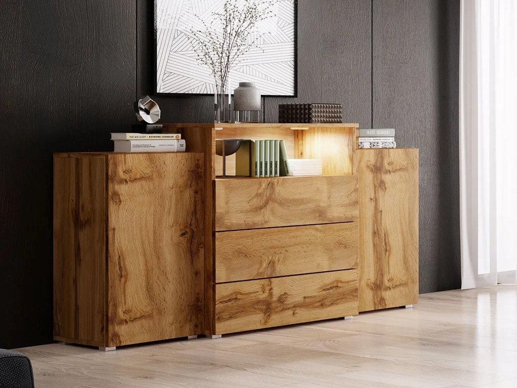 Comodă combinată Freya III (wotan) (Iluminat LED alb). Promo -16%. 1059640