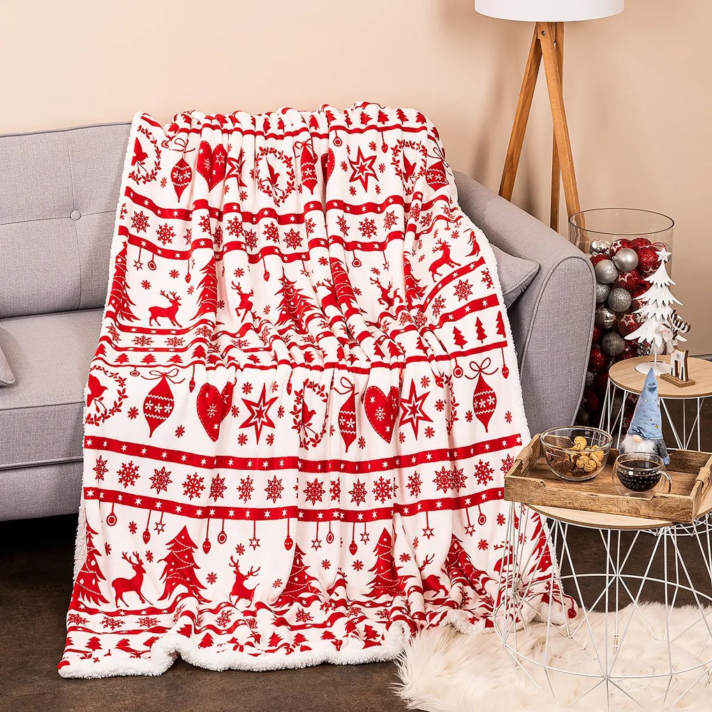 Pătură de Crăciun imitație de blăniță 4Home White Christmas, 150 x 200 cm