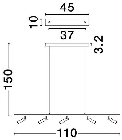 Lustra suspendata cu 5 spoturi LED TONDO