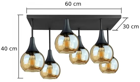 Lustră aplicată SOMA 6xE27/60W/230V negru/bej fumuriu