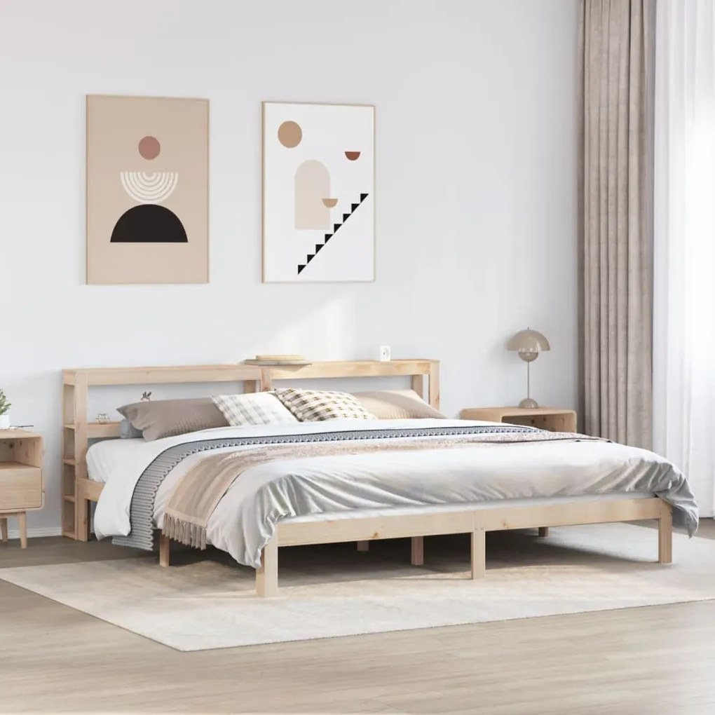 vidaXL Cadru de pat cu tăblie, 180x200 cm, lemn masiv de pin