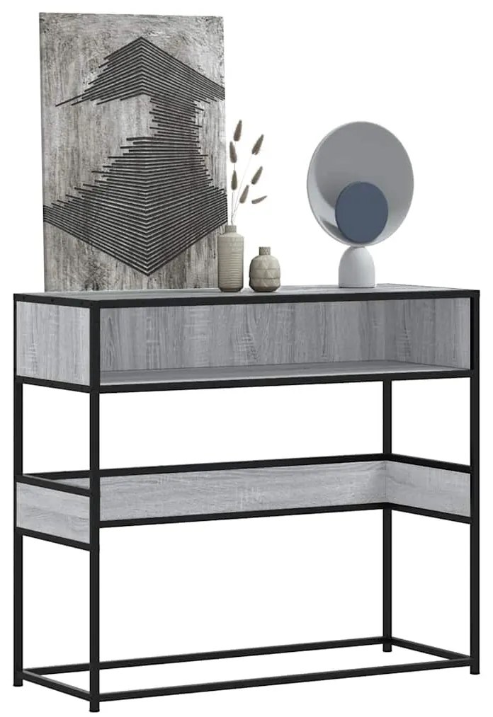 vidaXL Măsuță consolă, gri sonoma, 90x35x80 cm, lemn prelucrat