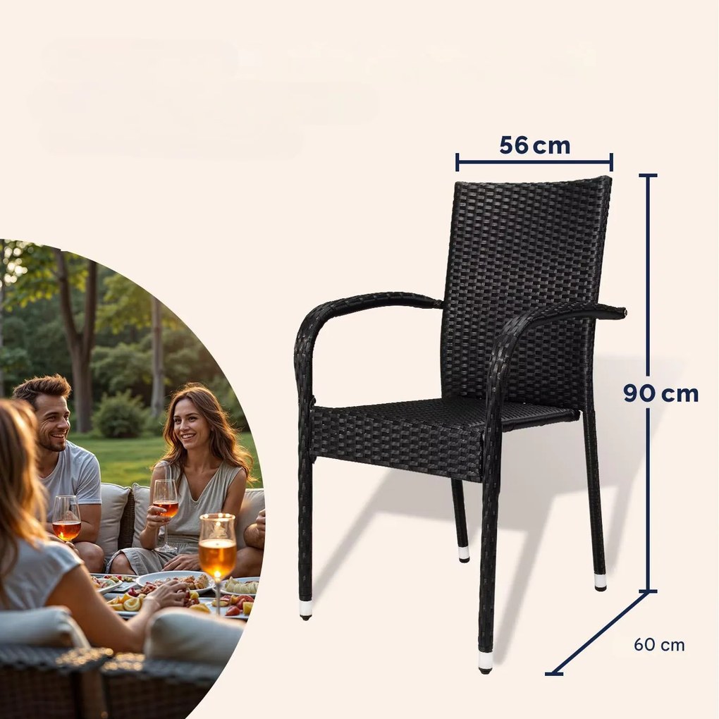Deuba Scaune de ratan Comfort 4 buc - negru