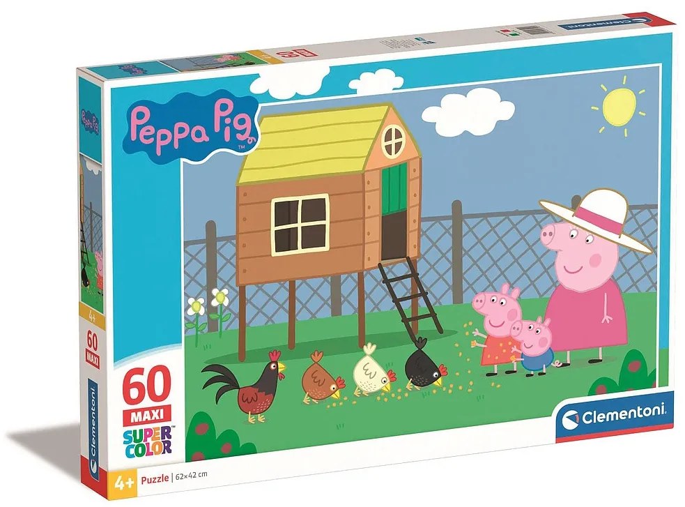 Purcelușa Peppa Chicken Coop Puzzle maxi Clementoni de 60 de piese