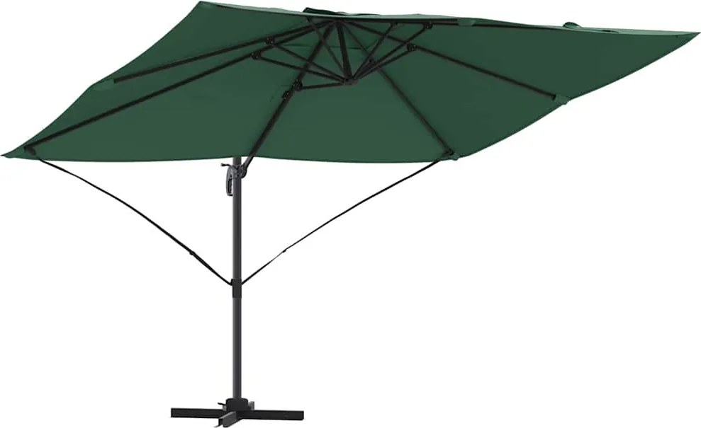 vidaXL Umbrelă de soare Verde 351 x 250 x 260 cm Poliester și Aluminiu