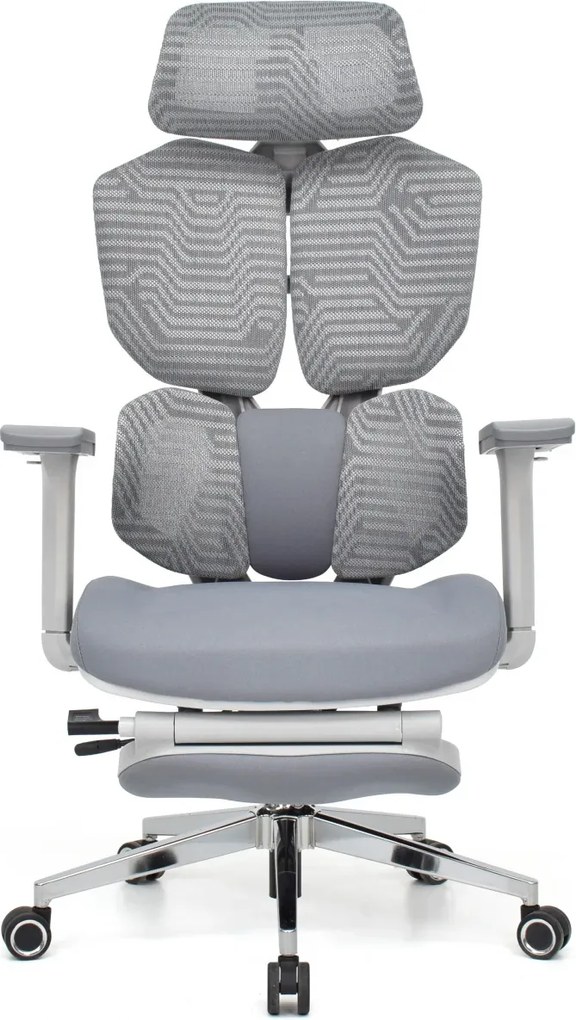 Scaun Ergonomic ProMesh X4D – Tetieră 4D, Suport Lombar Reglabil, Cotiere 4D, Sezut Translatie, Reclinare, Suport Picioare, Mesh, Gri