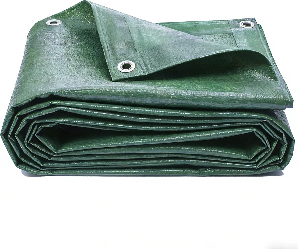 Outsunny Prelată impermeabilă pentru exterior 4x6 m Prelată PE 90 g/m² Protecție UV cu ocheți întăriți pentru lemne, mobilier de grădină, Verde | Aosom Romania