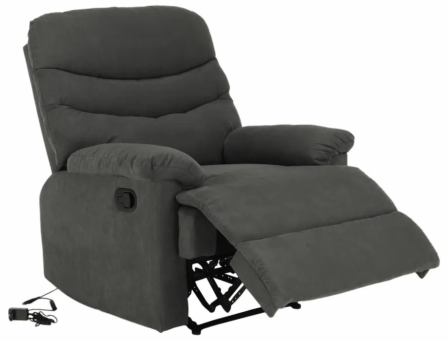 Fotoliu reglabil masaj, material textil catifea gri, LAMBERT