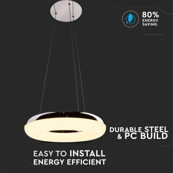 Lustră LED pe cablu LED/40W/230V 3000K d. 40 cm crom lucios