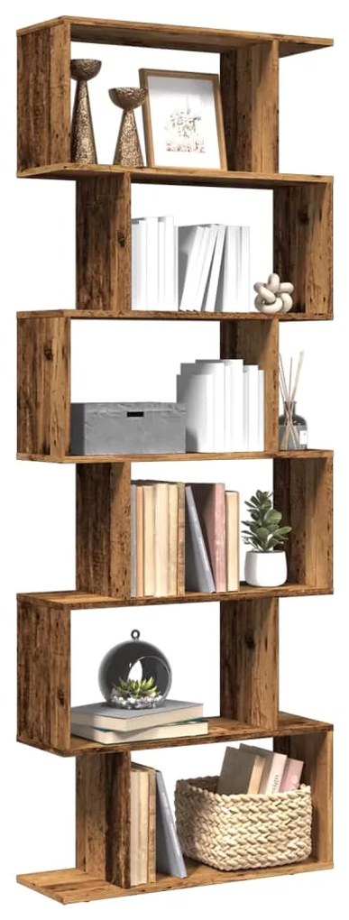 vidaXL Bibliotecă/separator 6 niveluri lemn vechi 70x24x193 cm lemn