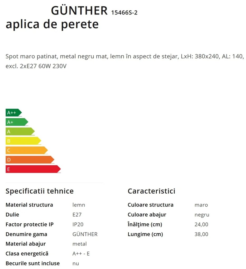 Aplica de perete / tavan stil industrial cu 2 spoturi GÜNTHER