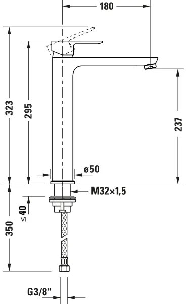 Baterie pentru lavoar Duravit D-CODE DC1043002010, crom lucios