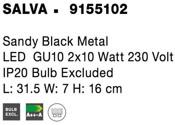 Aplica cu 2 spoturi directionabile SALVA negru NVL-9155102