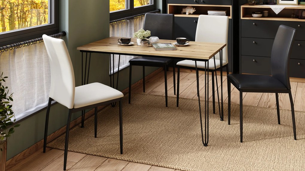 Mazzoni HAIRPIN S-120 Stejar Artisan - MASĂ LOFT PENTRU BUCĂTĂRIA SUFRAGERIE LIVING