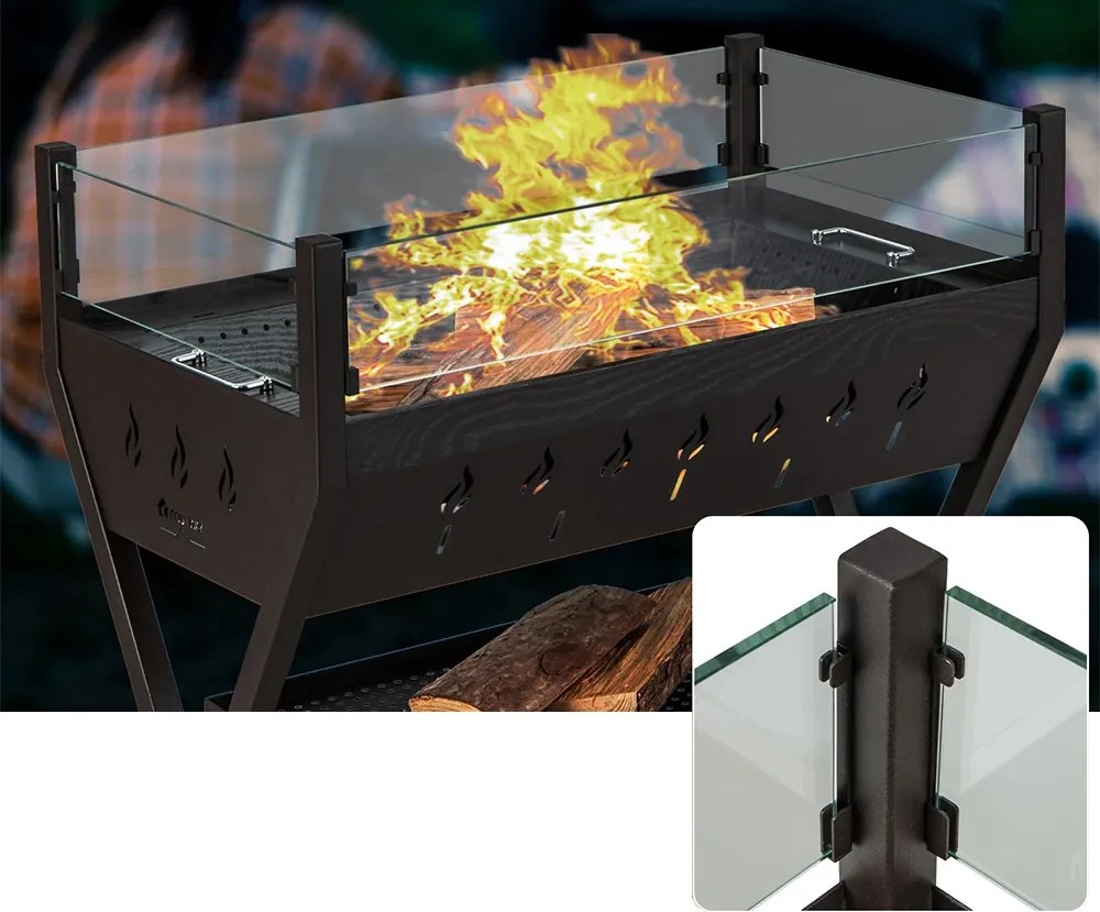 Grătar pe cărbune cu grătare