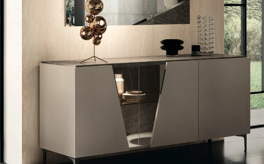 Bufet lemn masiv Fidia 3 uși, 177,6 × 52 × 82,5 cm