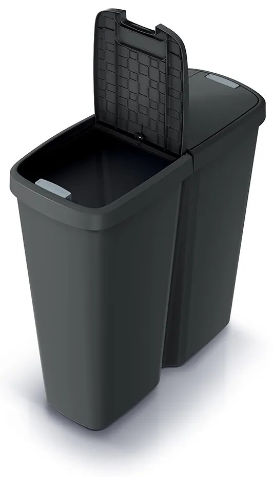 Coș de gunoi DUO negru, 50 l, negru