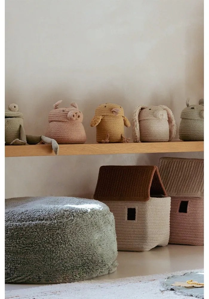 Coș de jucării pentru copii roz deschis din material textil ø 17x15 cm Mini Peggy the Pig – Lorena Canals