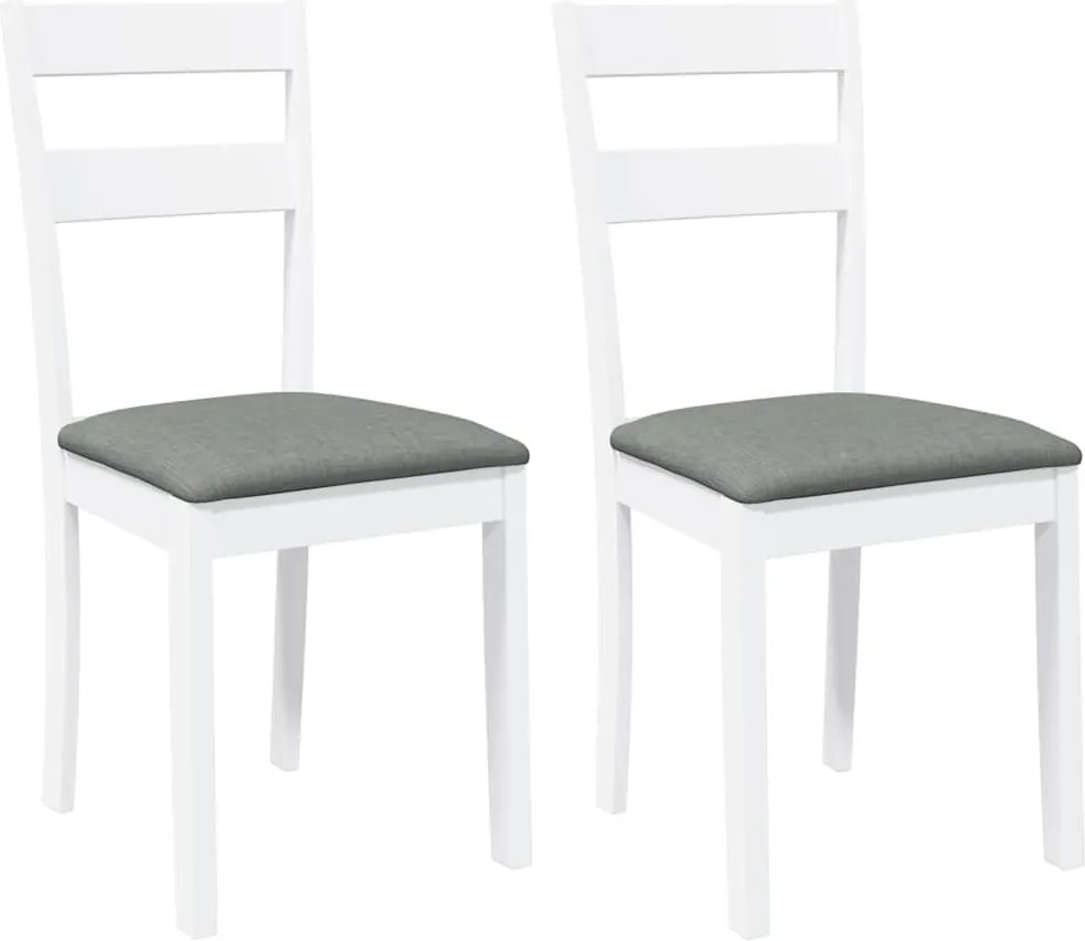 vidaXL Scaune de sufragerie cu perne 2 buc cauciuc din lemn masiv alb