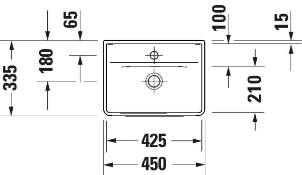 Duravit 738450041 - Lavoar suspendat D-NEO, 45 x 33,5 cm, ceramică, alb lucios