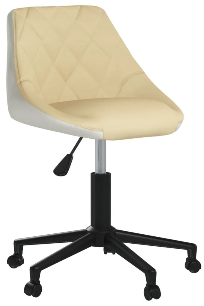 3088981 vidaXL Scaune de bucătărie pivotante 4 buc. crem&alb, piele ecologică