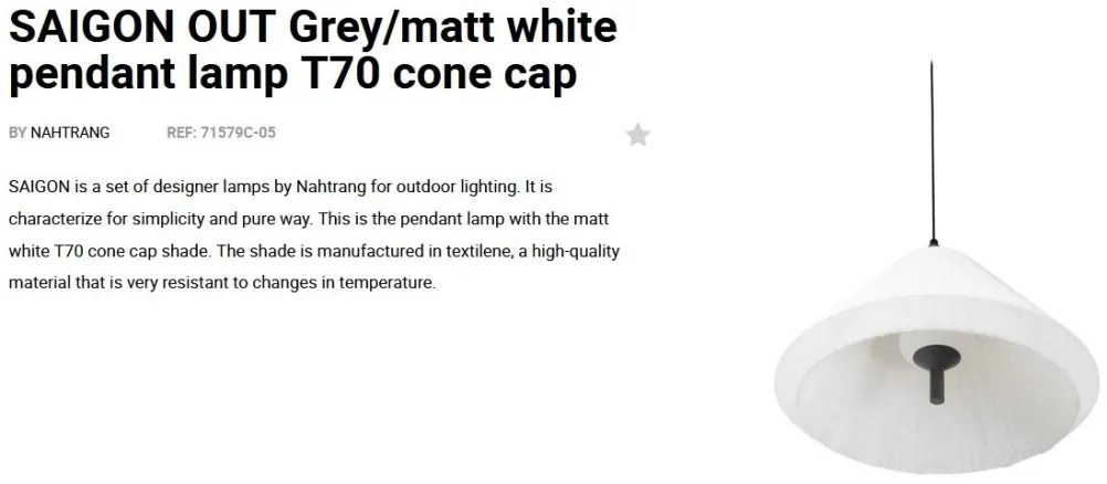 Lustra/Pendul iluminat exterior decorativ SAIGON cone T70 gri/crem