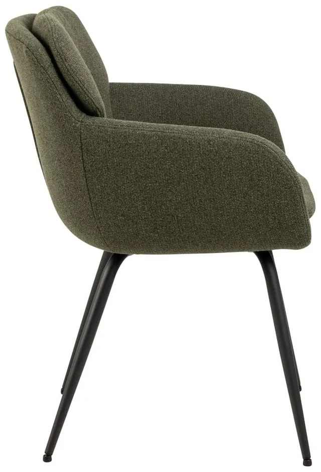 Scaun de sufragerie kaki cu cotiere tapițat Dora – Actona