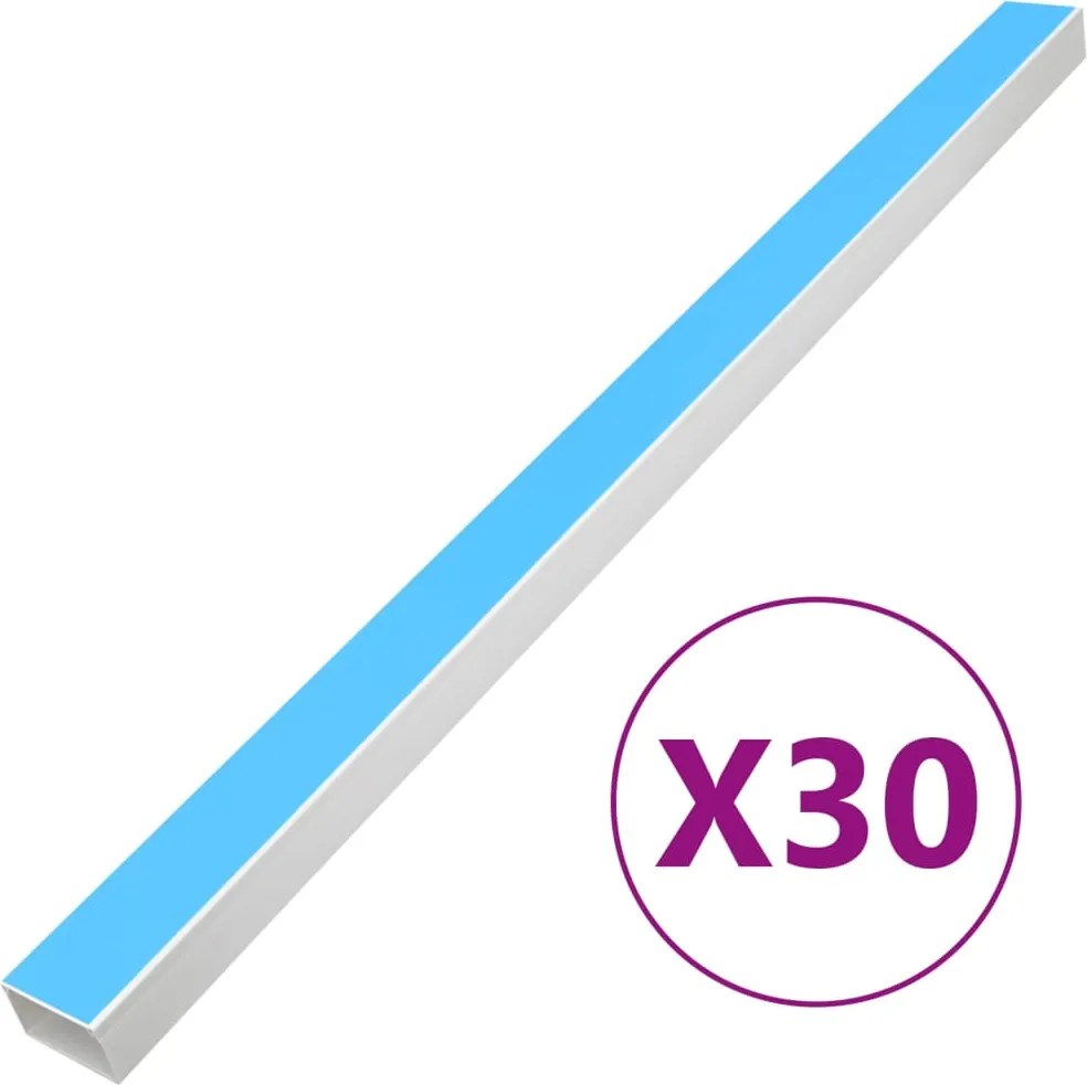 vidaXL Șine de cabluri autoadezive, 60x60 mm, 30 m, PVC
