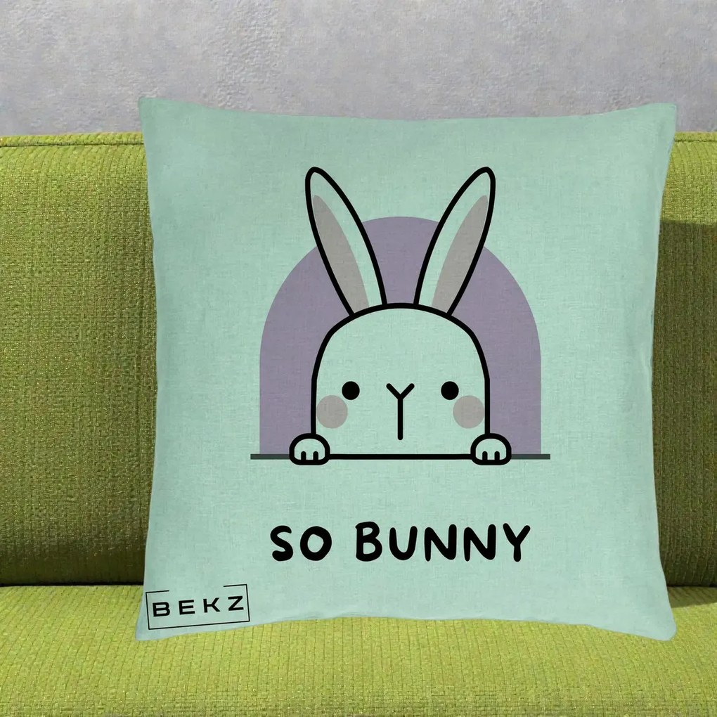 Perna Decorativa So Bunny Kawaii, 40x40 cm, Verde Menta, Husa Detasabila, Perna Inclusa, BEKZ®