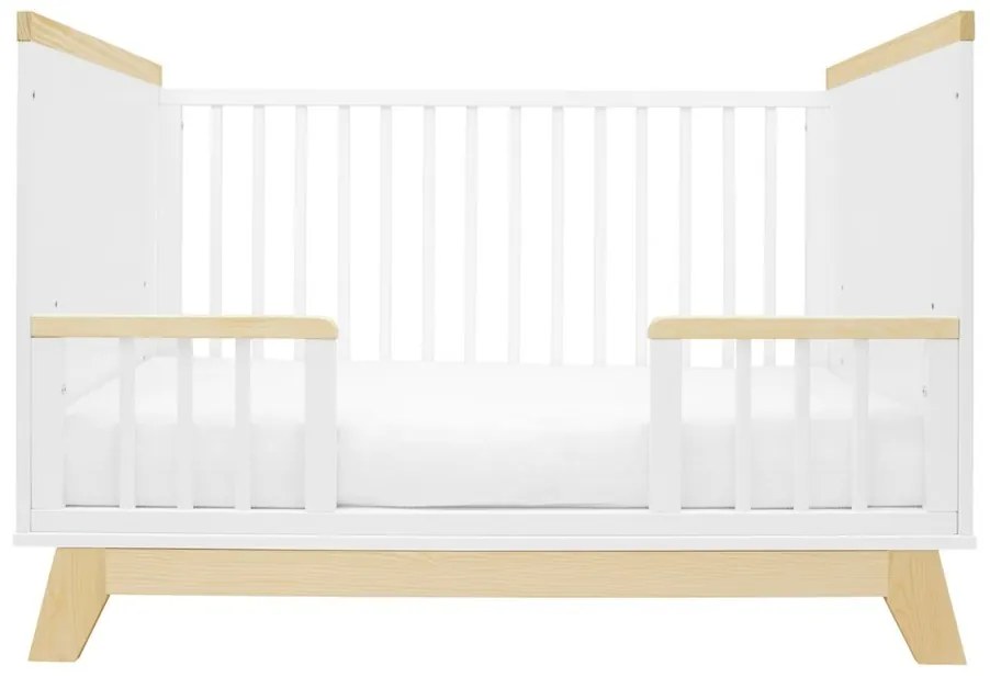 New Baby Crib Marcus cu barieră, alb/natural
