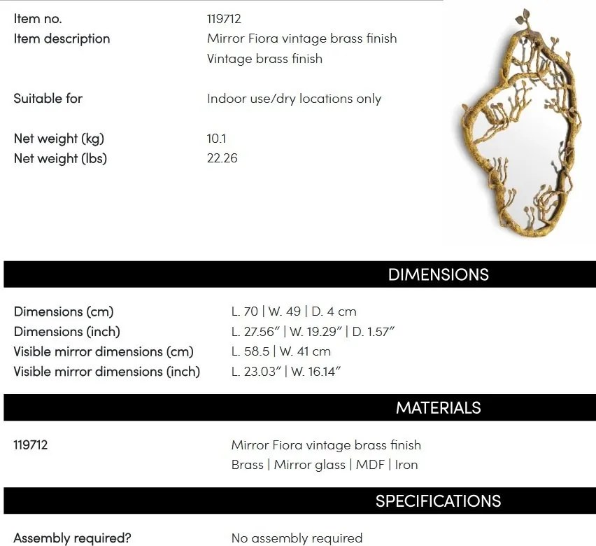 Oglinda perete design LUX Fiora 49x70cm