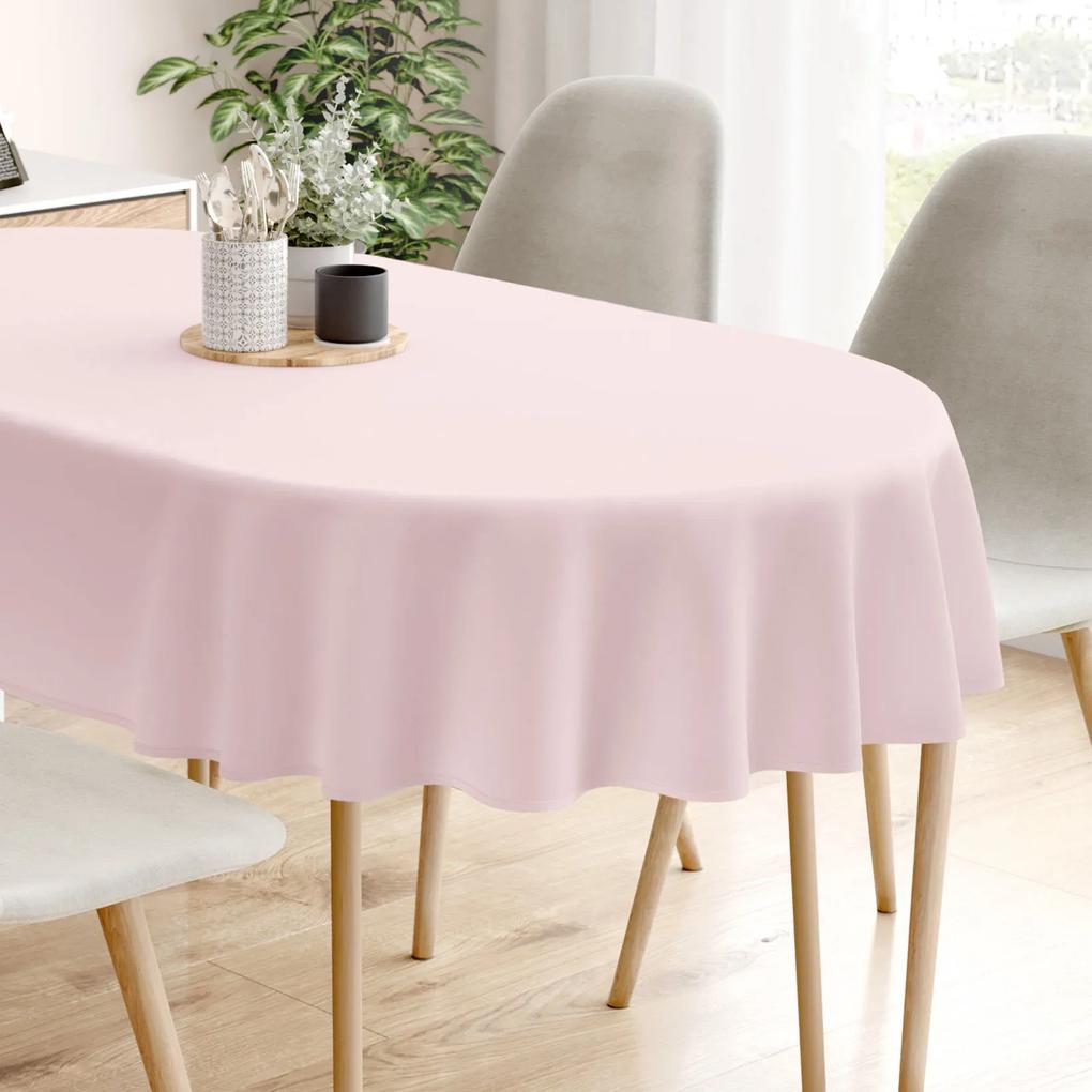Goldea față de masă 100% bumbac roz pudră - ovală 140 x 220 cm