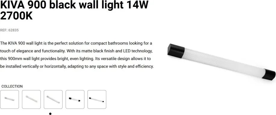 Aplica LED pentru baie IP44 KIVA 900 negru 14W 2700K