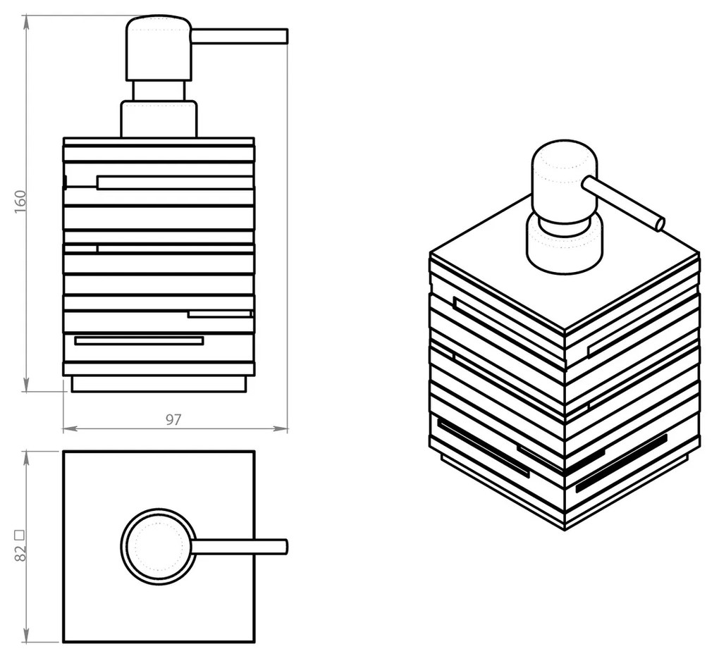 Distribuitor de săpun GEDY QU8114 Quadrotto, negru