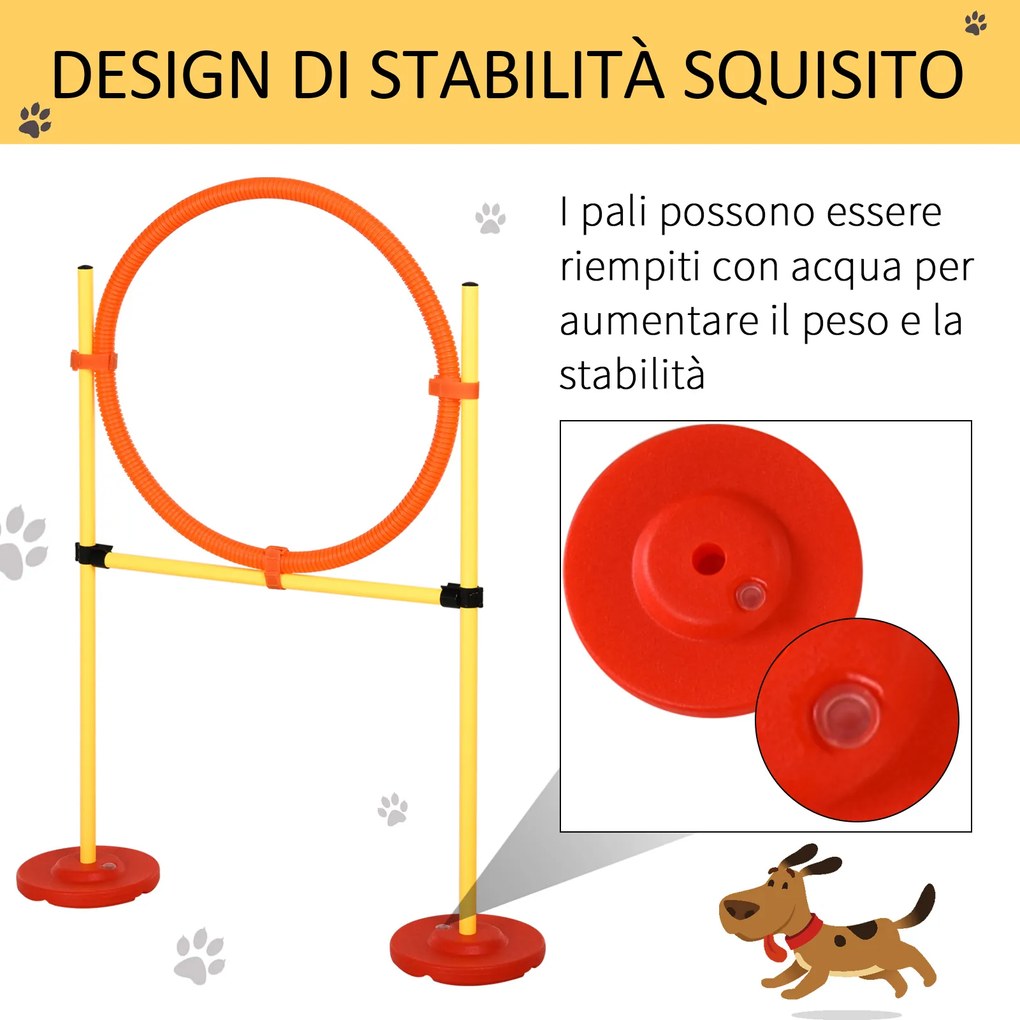 PawHut Set Portabil de Obstacole pentru Antrenamentul de Agilitate, Ideal pentru Animale de Companie, Ușor de Asamblat și Transportat | Aosom Romania