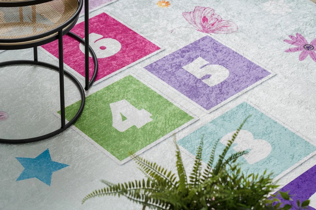 BAMBINO 1075 covor lavabil Grădină hopscotch, numere pentru copii anti-alunecare - verde