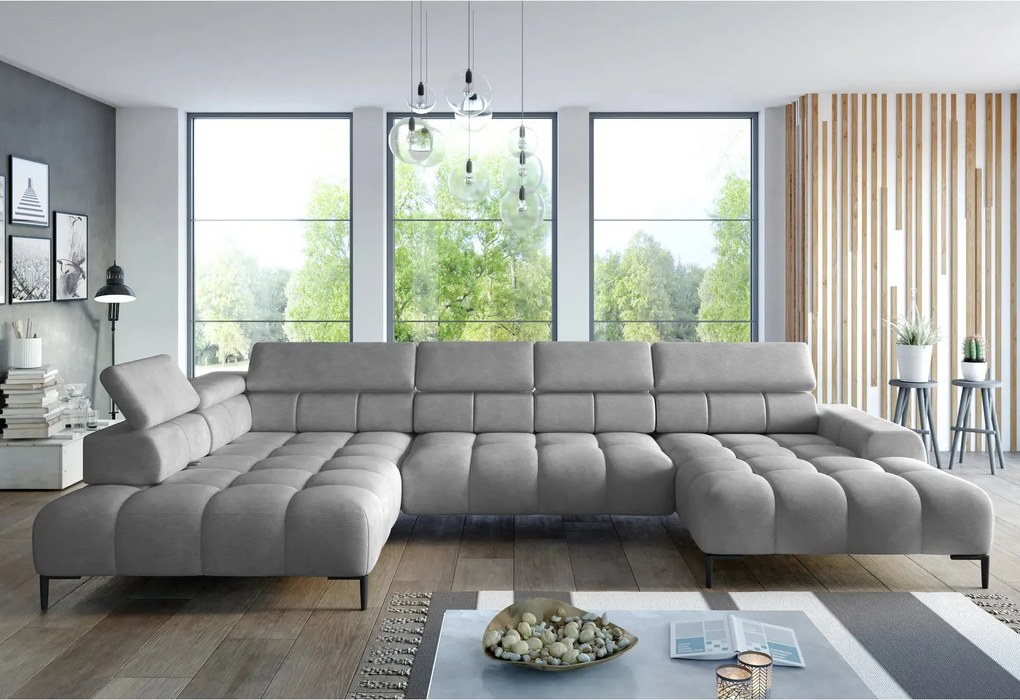 Coltar extensibil modern CALDO XL, sezlong dreapta, stofa catifelata g