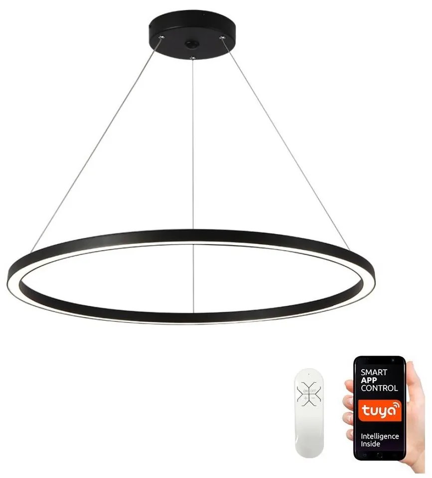 Lustră LED dimabilă Immax NEO 07158-B80 FINO LED/60W/230V Tuya negru + telecomandă