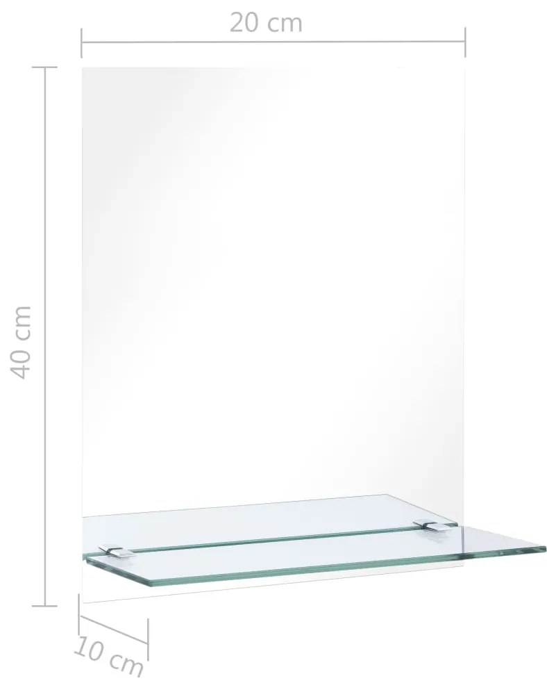 Oglinda de perete cu raft, 20 x 40 cm, sticla securizata 1, Dreptunghiular, 20 x 40 cm