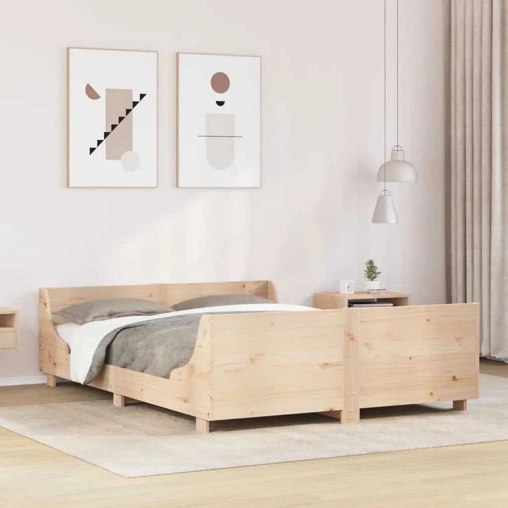 vidaXL Cadru de pat fără saltea, 135x190 cm, lemn masiv de pin